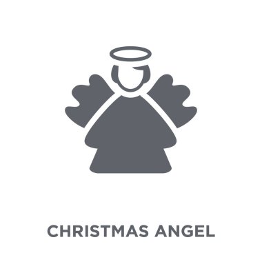 Noel melek simgesi. Noel melek tasarım konsepti Noel koleksiyonundan. Basit öğe vektör çizim beyaz arka plan üzerinde.