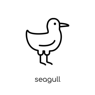 Martı simgesi. Modaya uygun modern düz doğrusal vektör martı simgesi ince çizgi hayvanlar Collection, düzenlenebilir anahattı kontur vektör çizim beyaz arka plan üzerinde