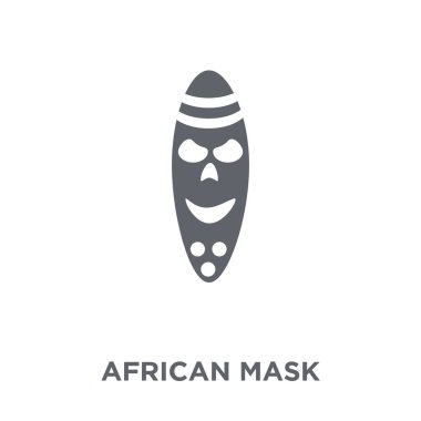 Afrika maskesi simgesi. Afrika maskesi Tasarım Müzesi koleksiyonundan. Basit öğe vektör çizim beyaz arka plan üzerinde.