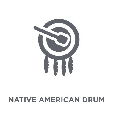 Kızılderili Drum simgesi. Kızılderili Drum tasarım konsepti Amerikan yerli sinyalleri koleksiyonundan. Basit öğe vektör çizim beyaz arka plan üzerinde.