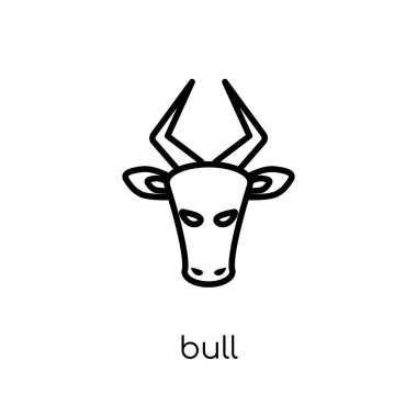 Boğa simgesi. Modaya uygun modern düz doğrusal vektör boğa simgesi ince çizgi hayvanlar Collection, düzenlenebilir anahattı kontur vektör çizim beyaz arka plan üzerinde