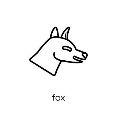 Fox simgesi. Modaya uygun modern düz doğrusal vektör Fox simgesi ince çizgi hayvanlar Collection, düzenlenebilir anahattı kontur vektör çizim beyaz arka plan üzerinde