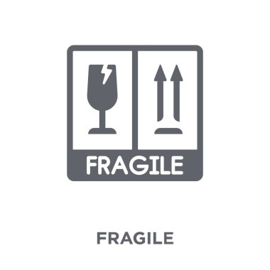 Kırılgan simgesi. Kırılgan tasarım konsepti teslim ve lojistik koleksiyonu. Basit öğe vektör çizim beyaz arka plan üzerinde.