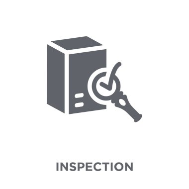 Muayene simgesi. Denetim tasarım konseptinden teslim ve lojistik koleksiyon. Basit öğe vektör çizim beyaz arka plan üzerinde.