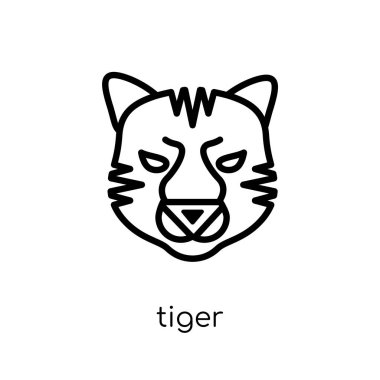 Kaplan simgesi. Modaya uygun modern düz doğrusal vektör kaplan simgesi ince çizgi hayvanlar Collection, düzenlenebilir anahattı kontur vektör çizim beyaz arka plan üzerinde