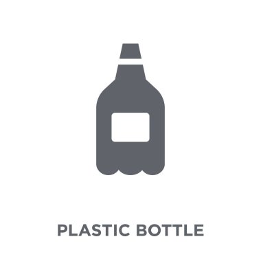 Plastik şişe simgesi. Plastik şişe tasarım konsepti ekoloji koleksiyonundan. Basit öğe vektör çizim beyaz arka plan üzerinde.