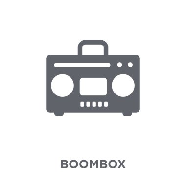 Boombox simgesi. Boombox tasarım konsepti elektronik cihazlar koleksiyonundan. Basit öğe vektör çizim beyaz arka plan üzerinde.