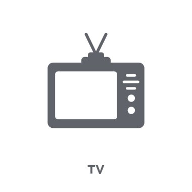 TV simgesi. TV tasarım konsepti elektronik cihazlar koleksiyonundan. Basit öğe vektör çizim beyaz arka plan üzerinde.