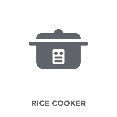 Rice cooker simgesi. Pirinç Ocak tasarımı kavramı elektronik cihazlar koleksiyonundan. Basit öğe vektör çizim beyaz arka plan üzerinde.