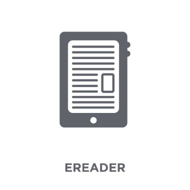 EReader simgesi. Elektronik cihazlar koleksiyonundan eReader tasarım konsepti. Basit öğe vektör çizim beyaz arka plan üzerinde.