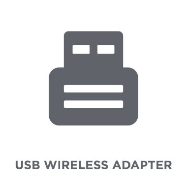 USB radyo uyarlamak kutsal kişilerin resmi. USB kablosuz adaptör tasarım konsepti elektronik cihazlar koleksiyonundan. Basit öğe vektör çizim beyaz arka plan üzerinde.