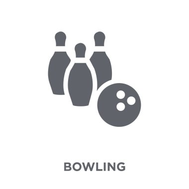Bowling simgesi. Tasarım konsepti eğlence koleksiyonundan Bovling. Basit öğe vektör çizim beyaz arka plan üzerinde.