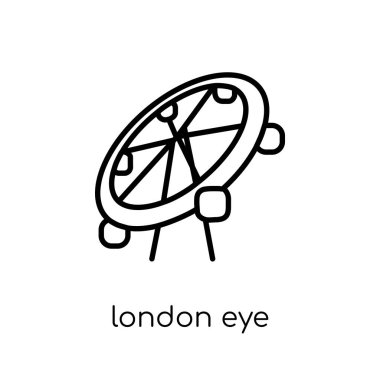 Londra göz simgesini. Modaya uygun modern düz doğrusal vektör Londra göz simgesini ince çizgi Mimarlık beyaz arka plan üzerinde ve seyahat koleksiyonu, düzenlenebilir anahattı kontur vektör çizim