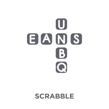 Scrabble simgesi. Scrabble tasarım konsepti Arcade koleksiyonundan. Basit öğe vektör çizim beyaz arka plan üzerinde.
