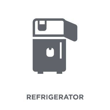 Buzdolabı simgesi. Buzdolabı tasarım konsepti mobilya ve ev koleksiyonu. Basit öğe vektör çizim beyaz arka plan üzerinde.