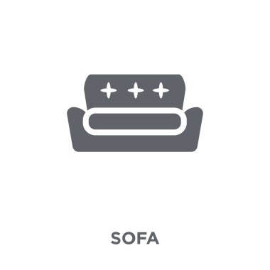 Kanepe simgesi. Kanepe tasarım konsepti mobilya ve ev koleksiyonu. Basit öğe vektör çizim beyaz arka plan üzerinde.