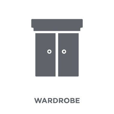 Dolap simgesi. Dolap tasarım konsepti mobilya ve ev koleksiyonu. Basit öğe vektör çizim beyaz arka plan üzerinde.