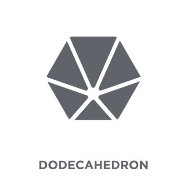 Dodecahedron simgesi. Dodecahedron tasarım konsepti geometri koleksiyonundan. Basit öğe vektör çizim beyaz arka plan üzerinde.