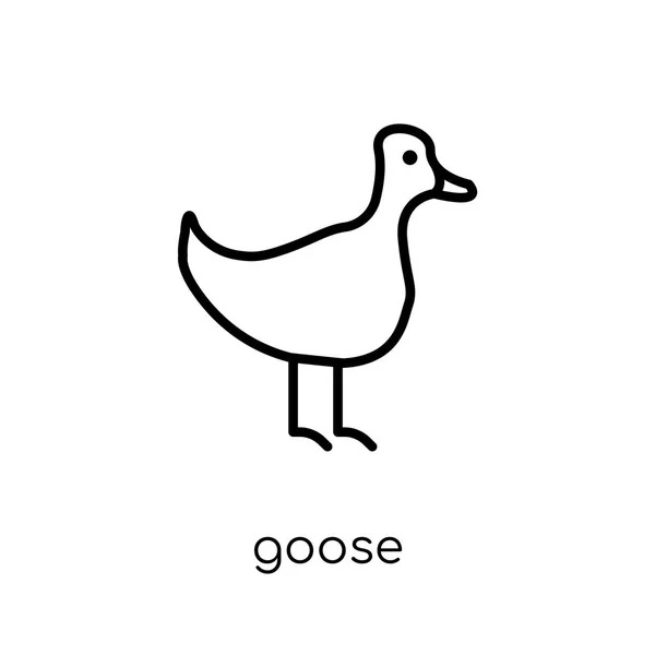 Goose Icon Trendy Modern Flat Linear Vector Goose Icon White — Stock Vector