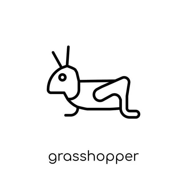 Grasshopper Ikonen Trendiga Moderna Platt Linjär Vektor Gräshoppa Ikonen Vit — Stock vektor