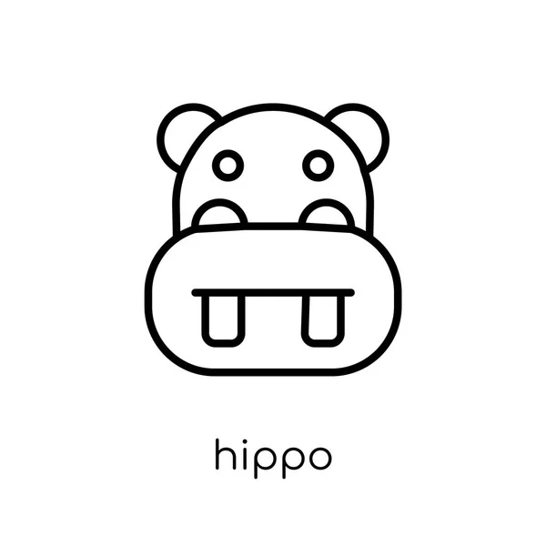 Ícone Hipopótamo Vetor Linear Plano Moderno Moda Ícone Hipopótamo Fundo — Vetor de Stock