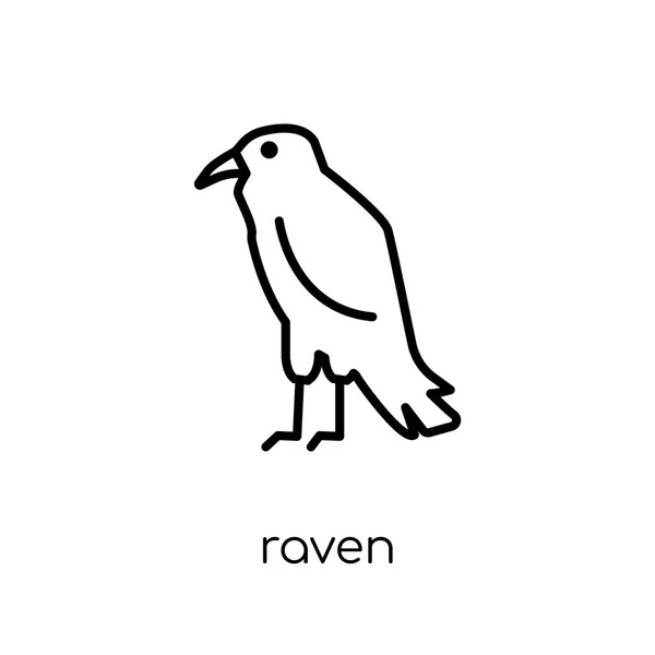Raven Pictogram Trendy Modern Plat Lineaire Vector Raven Pictogram Witte — Stockvector