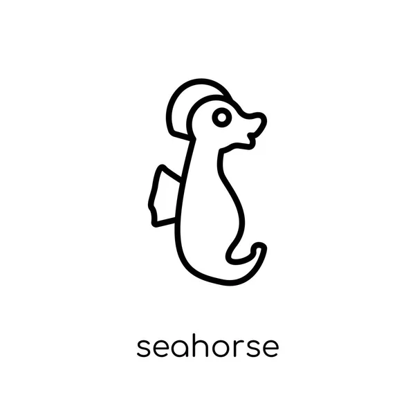 Ikon Kuda Laut Trendy Modern Datar Vektor Linear Ikon Seahorse - Stok Vektor