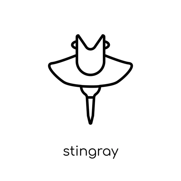 スティン グレーのアイコン 細い線の動物コレクション 編集可能なアウトラインのストロークのベクトル図から白い背景のトレンディなモダンなフラット線形ベクトル スティングレイ アイコン — ストックベクタ