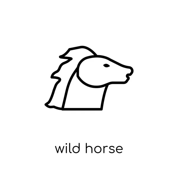 Wild Paard Pictogram Trendy Modern Plat Lineaire Vector Wild Paard — Stockvector