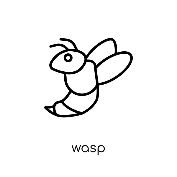 Ikona Wasp Modny Nowoczesny Liniowych Płaskich Wektor Wasp Ikona Białym — Wektor stockowy