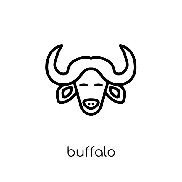 Büffel Symbol Trendige Moderne Flache Lineare Vektorbüffel Ikone Auf Weißem — Stockvektor