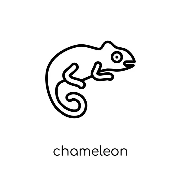 Ikona Kameleon Modny Nowoczesny Liniowych Płaskich Wektor Kameleon Ikona Białym — Wektor stockowy