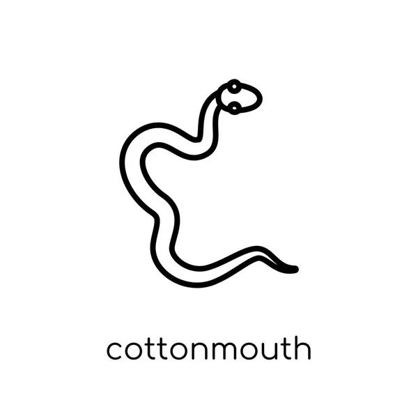 Cottonmouth Ikona Modny Nowoczesny Liniowych Płaskich Wektor Cottonmouth Ikona Białym — Wektor stockowy