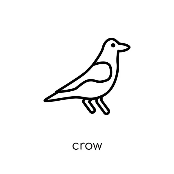 Ikona Crow Modny Nowoczesny Liniowych Płaskich Wektor Wrona Ikona Białym — Wektor stockowy