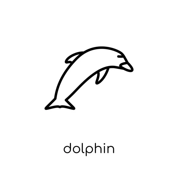 Icoana Delfinilor Modă Vector Modern Plat Liniar Pictograma Delfinului Fundal — Vector de stoc