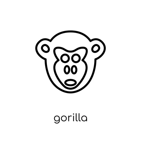 Gorilla Icon Trendy Modern Flat Linear Vector Gorilla Icon White — Stock Vector