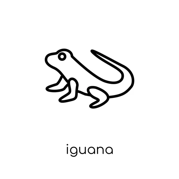 Iguana Ikona Modny Nowoczesny Liniowych Płaskich Wektor Iguana Ikona Białym — Wektor stockowy