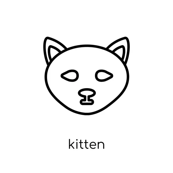 Kitten Icon Trendy Modern Flat Linear Vector Kitten Icon White — Stock Vector