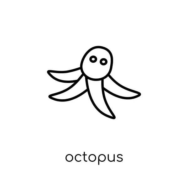 Ośmiornica Ikona Modny Nowoczesny Liniowych Płaskich Wektor Octopus Ikona Białym — Wektor stockowy