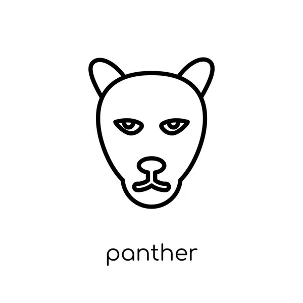 Panther Icon Trendy Modern Flat Linear Vector Panther Icon White — Stock Vector