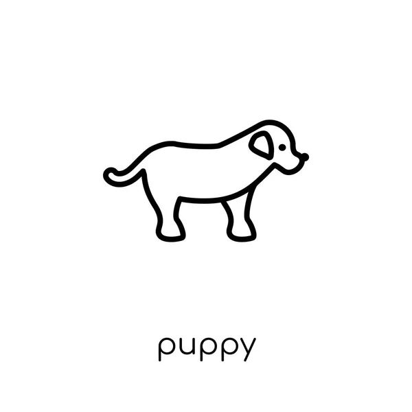 小狗图标 时尚现代平面线性向量小狗图标在白色背景从细线动物汇集 可编辑的概述冲程向量例证 — 图库矢量图片