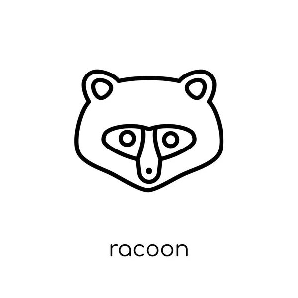 Racoon Ikonra Divatos Modern Lakás Lineáris Vektor Racoon Ikon Fehér — Stock Vector