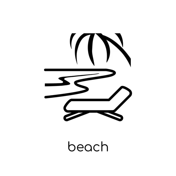 Значок Пляжа Модный Современный Плоский Линейный Вектор Бич Иконка Белом — стоковый вектор