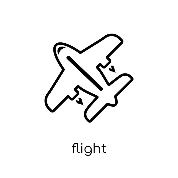 飛行のアイコン 流行のモダンなフラット線形ベクトル細い線アーキテクチャから白い背景の上の飛行のアイコンと旅行コレクション 編集可能なアウトラインのストロークのベクトル図 — ストックベクタ
