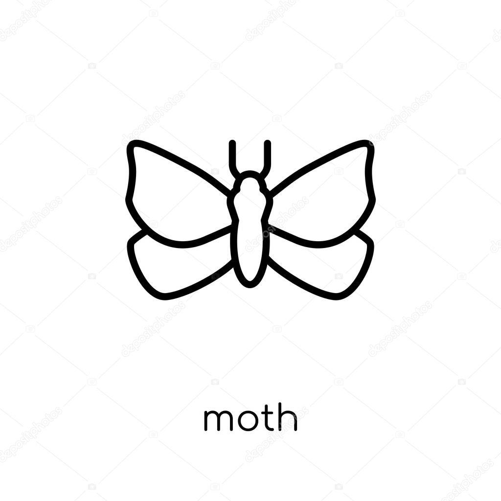 Moth icon. Trendy modern flat linear vector Moth icon on white background from thin line animals collection, editable outline stroke vector illustration