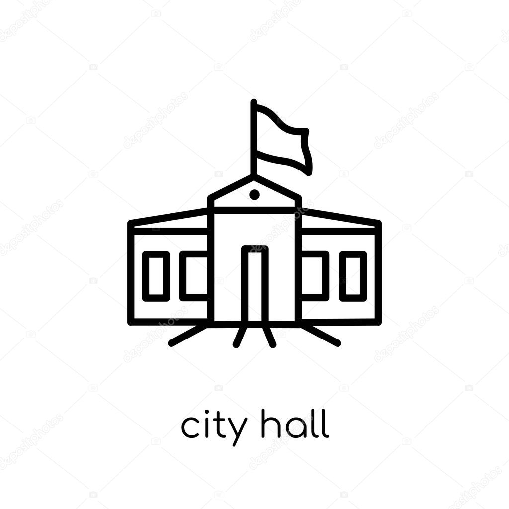 City hall icon. Trendy modern flat linear vector City hall icon on white background from thin line Architecture and Travel collection, editable outline stroke vector illustration