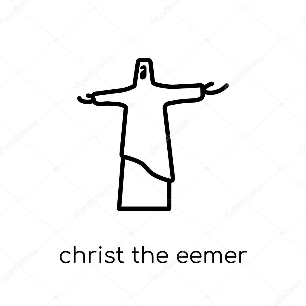 Christ the redeemer icon. Trendy modern flat linear vector Christ the redeemer icon on white background from thin line Architecture and Travel collection, editable outline stroke vector illustration