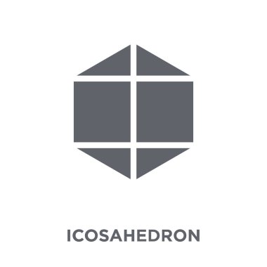 İcosahedron simgesi. İcosahedron tasarım konsepti geometri koleksiyonundan. Basit öğe vektör çizim beyaz arka plan üzerinde.