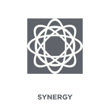 Sinerji simgesi. Sinerji tasarım konsepti geometri koleksiyonundan. Basit öğe vektör çizim beyaz arka plan üzerinde.