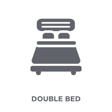 Çift Kişilik Yatak simgesi. Çift kişilik yatak tasarım konsepti Hotel Collection. Basit öğe vektör çizim beyaz arka plan üzerinde.